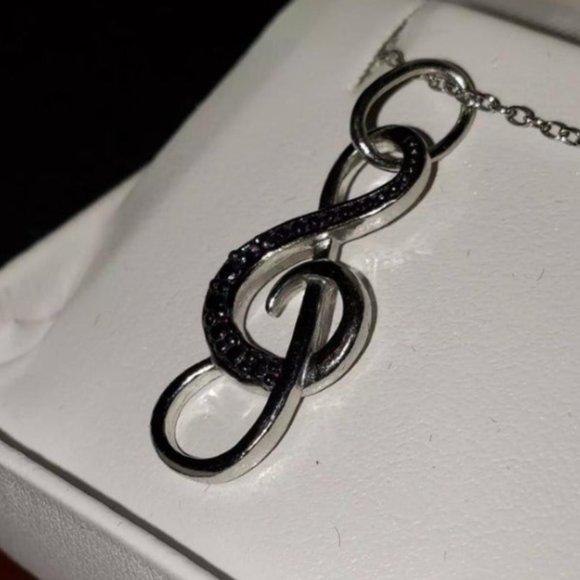 Musical Note with Blue Diamond Accent Necklace - Picture 9 of 10